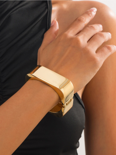 Браслет квадратный широкий золотистый тренд HQ Jewelry