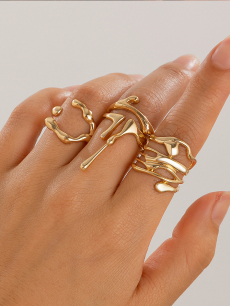 Золотистые кольца трендовый набор HQ Jewelry
