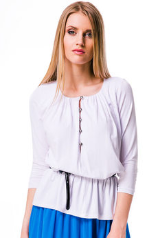 Белая летняя блузка с длинными рукавами Mondigo