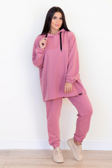 Женский розовый костюм с длинной толстовкой Lika Dress