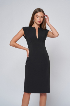 Черное платье футляр с глубоким вырезом 1001 DRESS