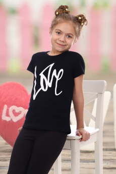 Черная футболка для девочки с надписями Натали