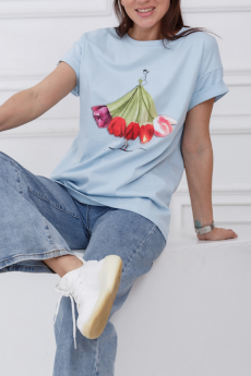 Женская голубая футболка oversize Натали