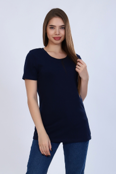 Женская темно-синяя простая футболка Натали