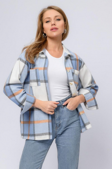 Рубашка фланелевая голубая в клетку с длинными рукавами 1001 DRESS