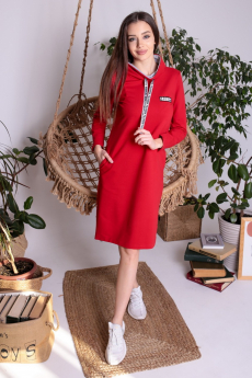 Красное теплое платье ElenaTex со скидкой