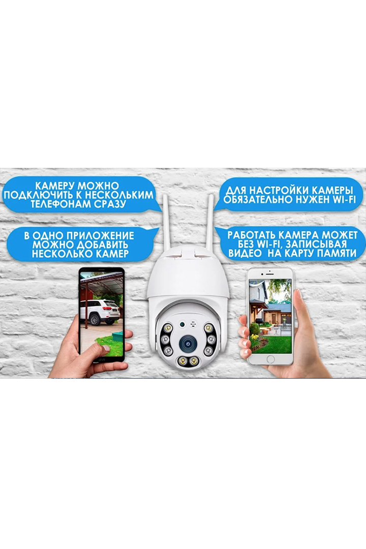 Фото товара 22138, уличная беспроводная ip-камера наблюдения wifi (c блоком питания) smart camera 1080p
