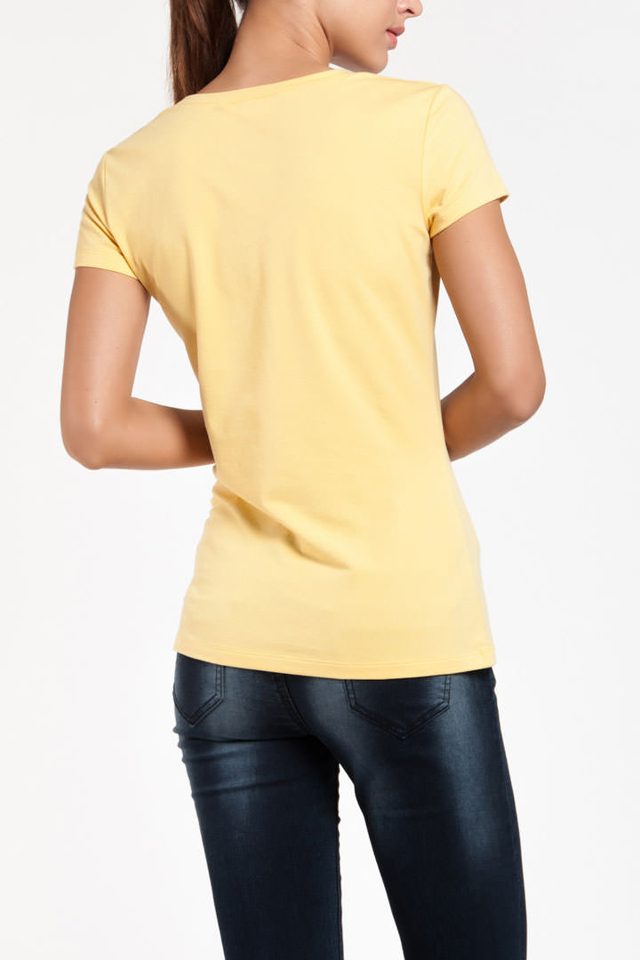 Фото товара 8081, однотонная желтая футболка