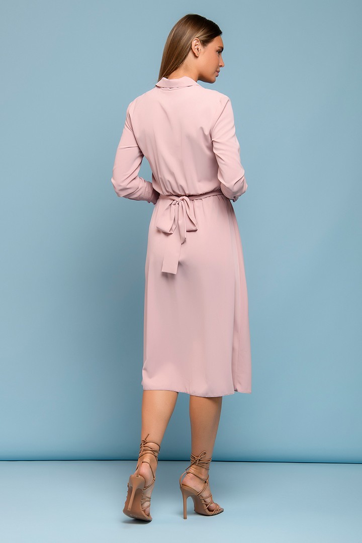 Фото товара 21101, платье цвета пыльной розы с длинными рукавами