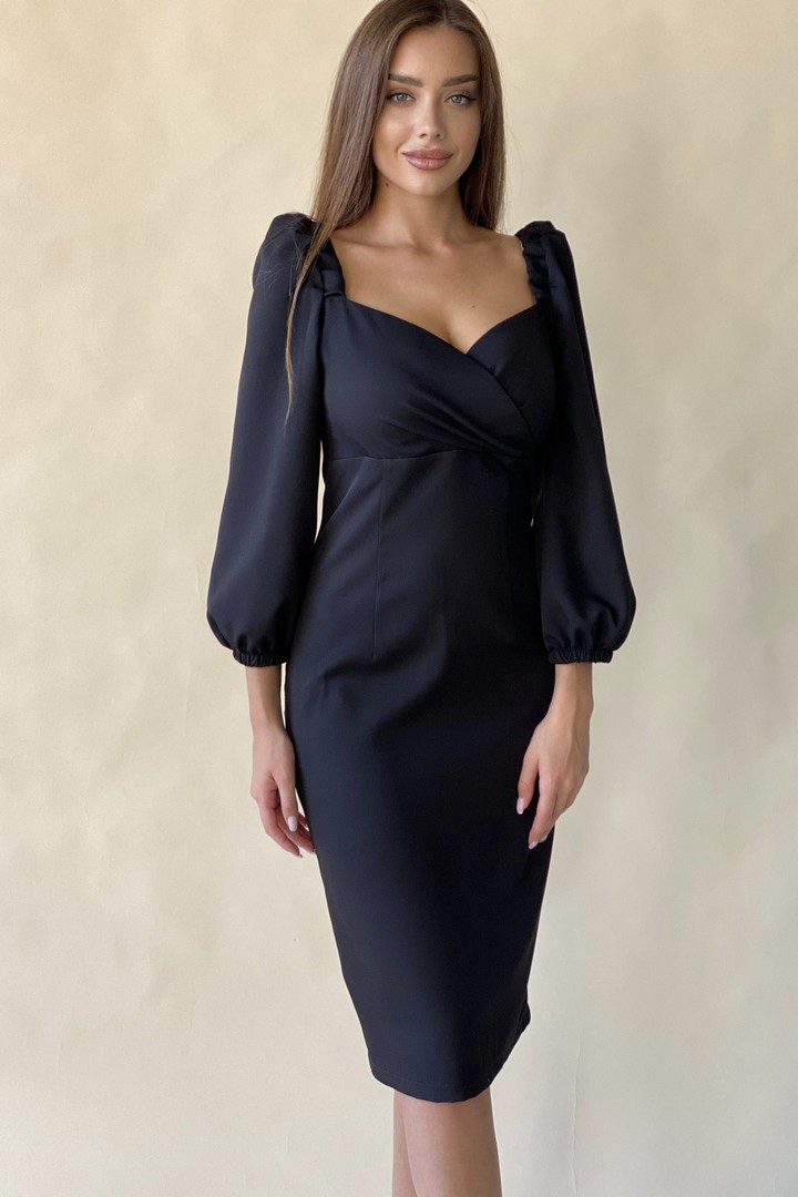 Фото товара 21622, элегантное черное платье с декольте