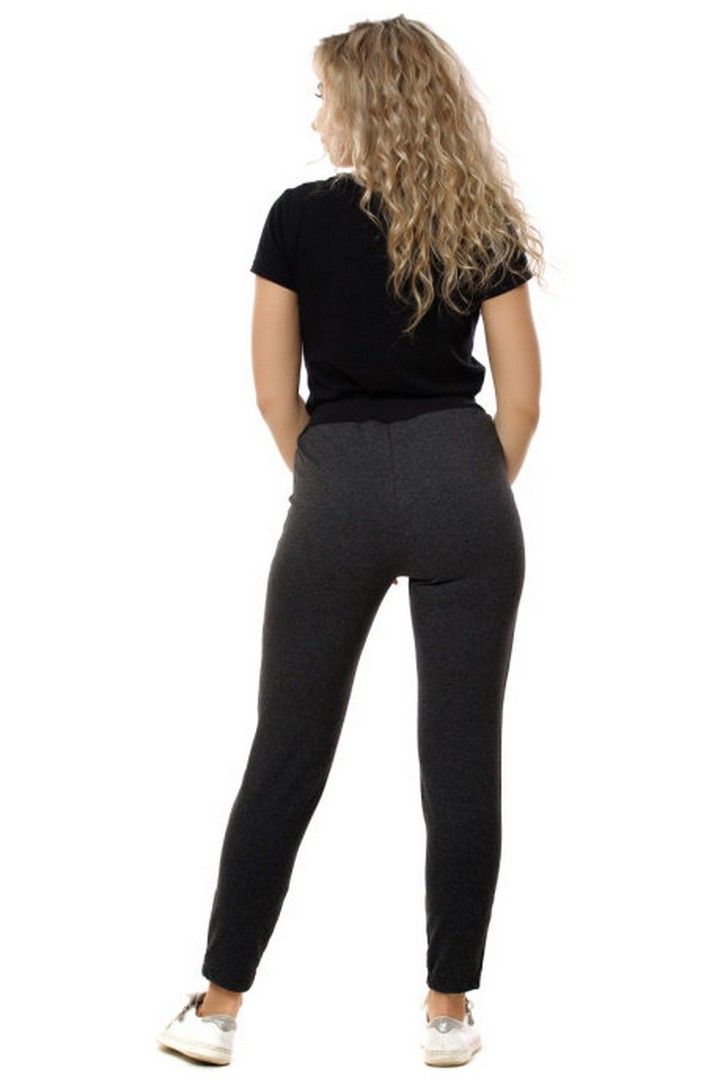 Фото товара 21786, женские черные брюки на поясе резинке