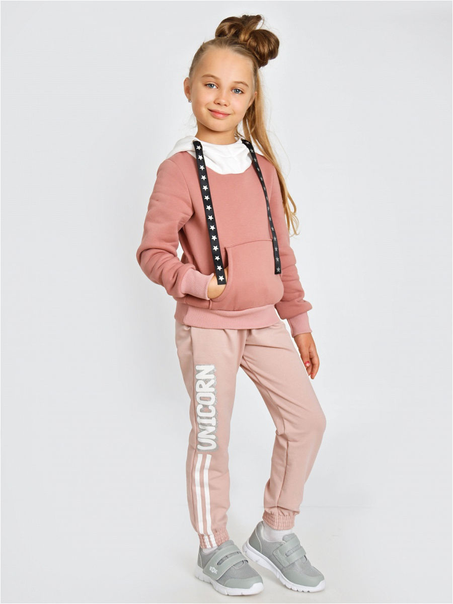 Фото товара 22545, розовые брюки из футера для девочки