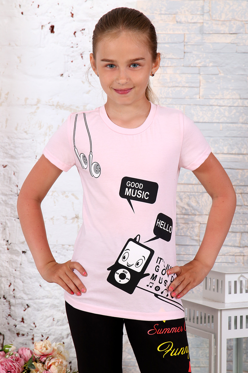 Фото товара 22601, нежно-розовая футболка для девочки