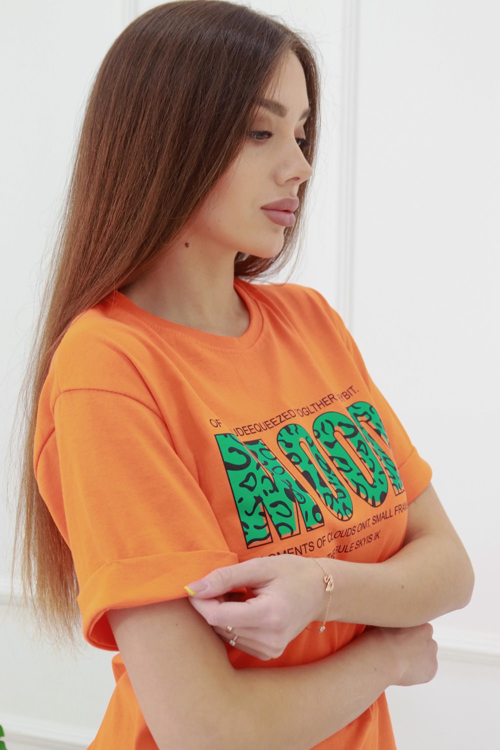 Фото товара 23154, женская оранжевая футболка 