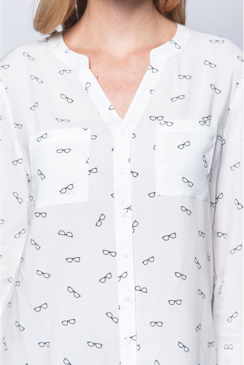Фото товара 15149, легкая блузка с принтом очки